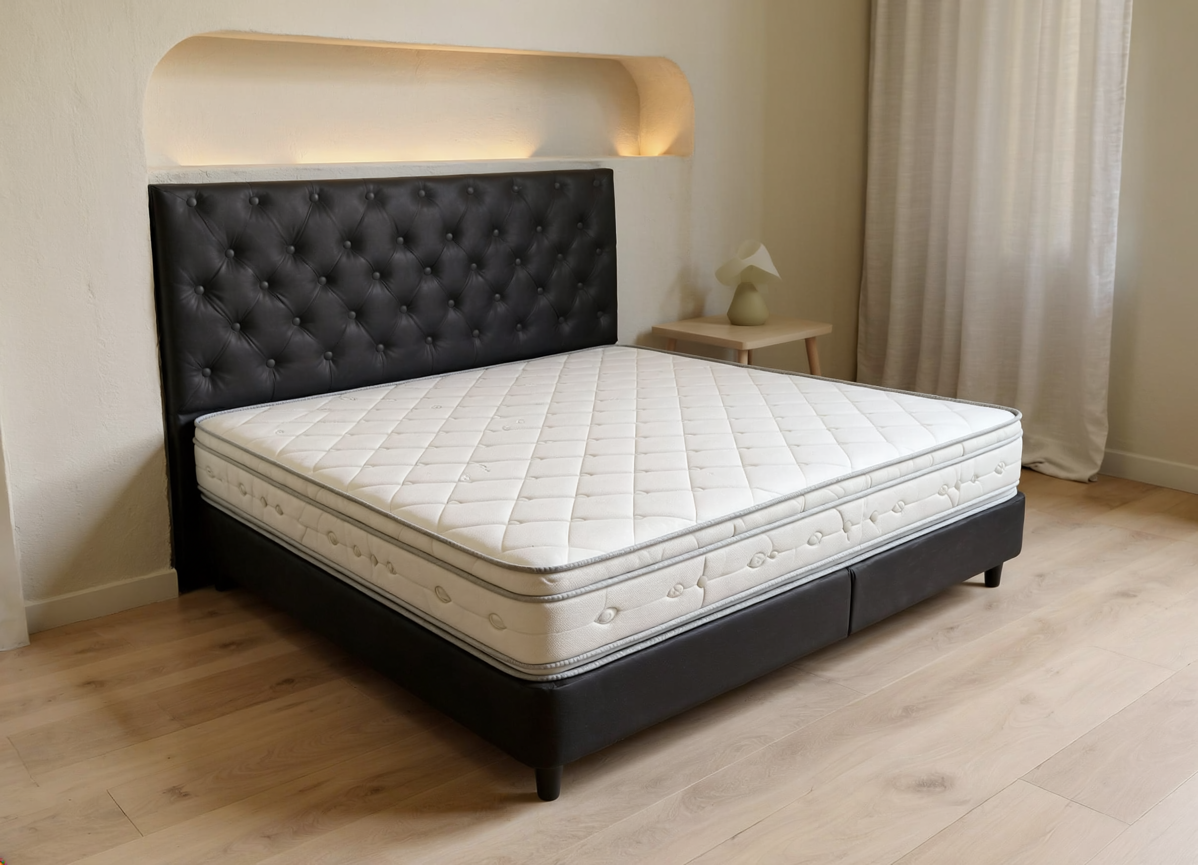 Sommier de espuma en dormitorio minimalista